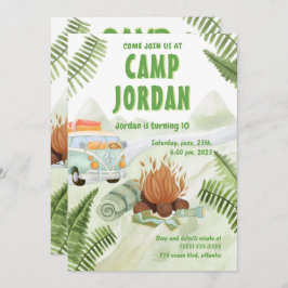 Invitación de cumpleaños del niño con carpas de ca