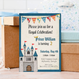 Invitación de cumpleaños del niño del castillo del