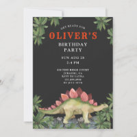 Invitación de cumpleaños del niño dinosaurio