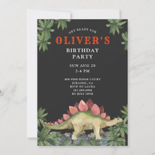 Invitación de cumpleaños del niño dinosaurio