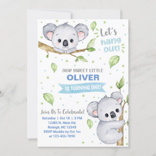 Invitación de cumpleaños del niño Koala, de cualqu