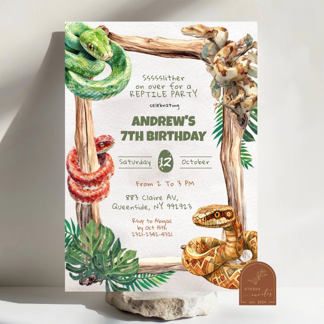 Invitación de cumpleaños del niño Reptiles Snakes  (Subido por el creador)