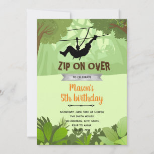 Invitación de cumpleaños del niño Zipline