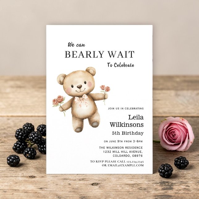 Invitación de cumpleaños del oso de peluche Barely (Subido por el creador)