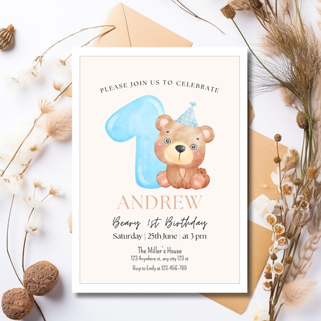 Invitación de cumpleaños del oso de peluche, oso M (Subido por el creador)