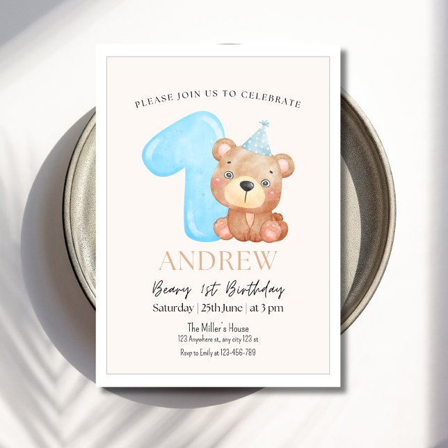 Invitación de cumpleaños del oso de peluche, oso M (Subido por el creador)