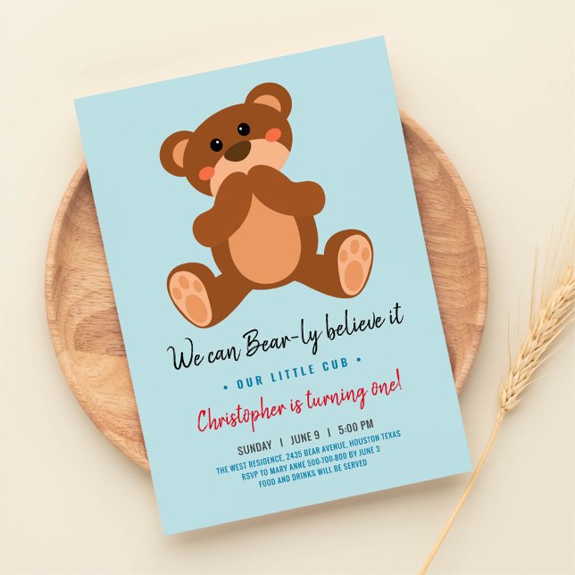 Invitación de cumpleaños del oso de Teddy (Subido por el creador)