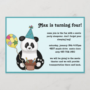 Invitación de cumpleaños del oso panda