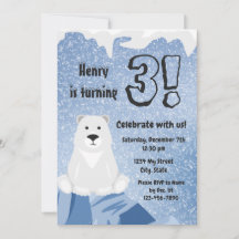 Invitación de cumpleaños del oso polar
