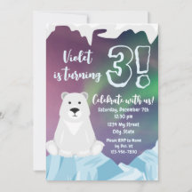 Invitación de cumpleaños del oso polar