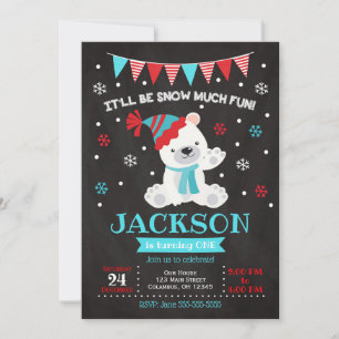 Invitación de cumpleaños del oso polar/cumpleaños
