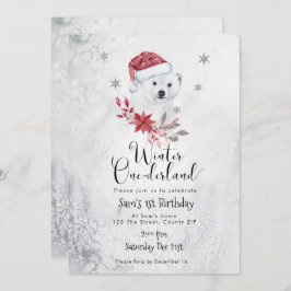 invitación de cumpleaños del oso polar onederland