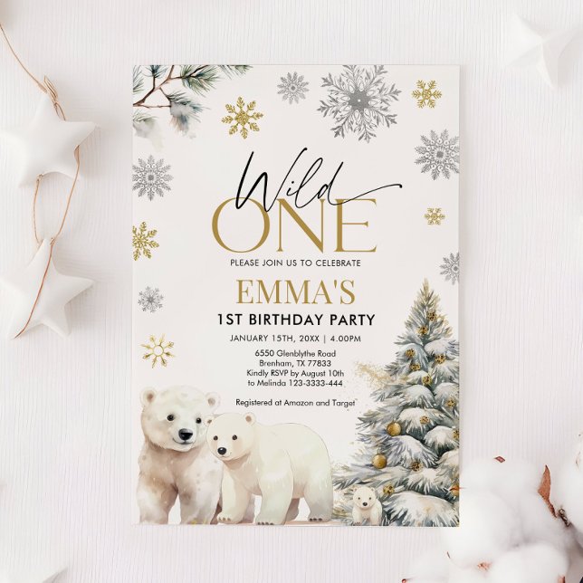 Invitación de cumpleaños del Oso Uno Salvaje, 1er  (Subido por el creador)