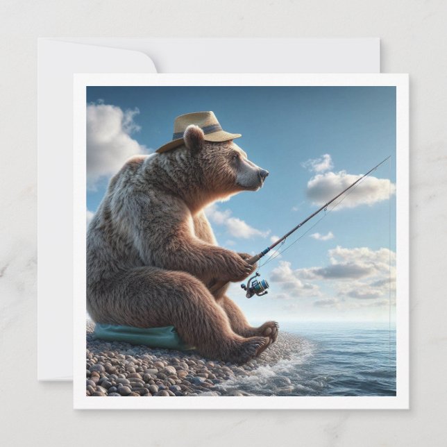 Invitación de cumpleaños del oso viejo, fiesta de  (Anverso)