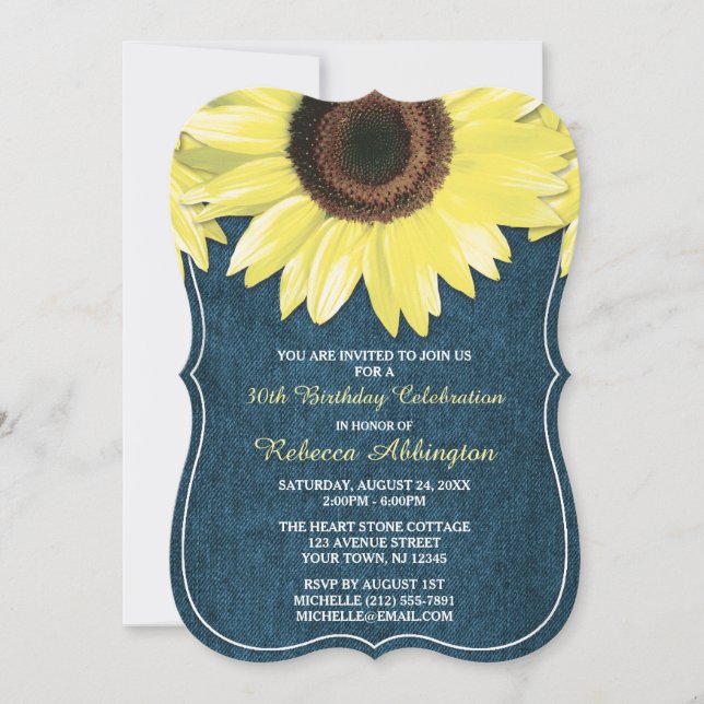 Invitación de cumpleaños del país del denim de gir (Anverso)