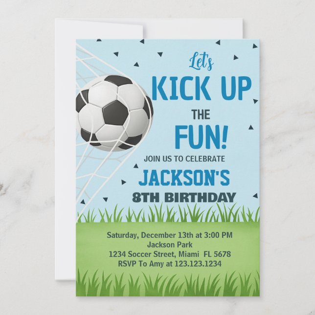 Invitación de cumpleaños del partido de fútbol Kic (Anverso)