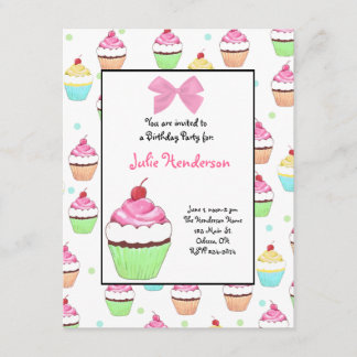 Invitación de cumpleaños del pastel