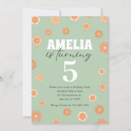 Invitación de cumpleaños del Pastel Boho Daisy Cua