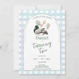 Invitación de cumpleaños del pato afortunado para