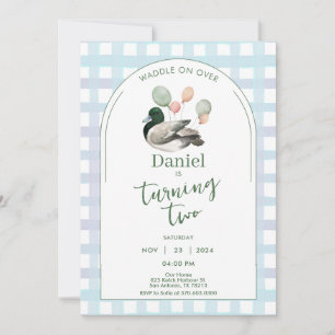 Invitación de cumpleaños del pato afortunado para 