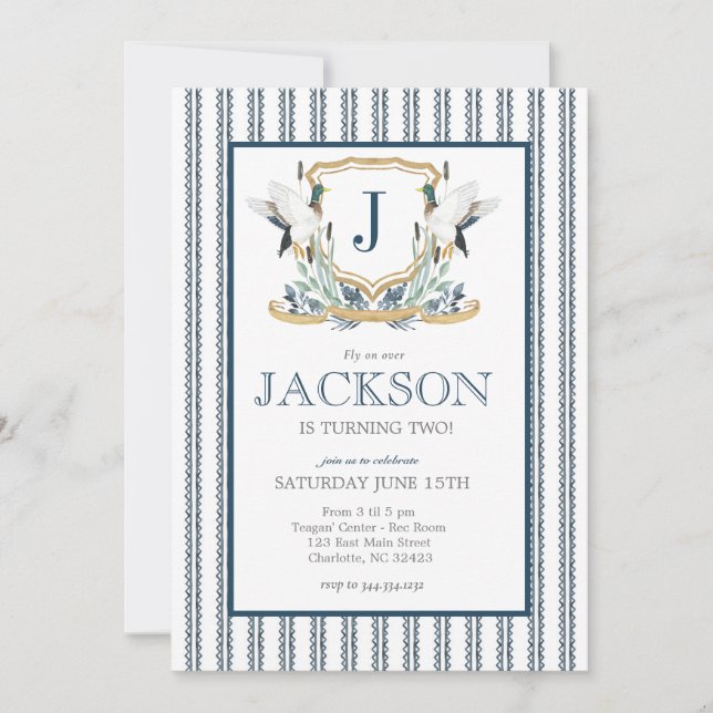 Invitación de cumpleaños del pato Mallard, hombre  (Anverso)