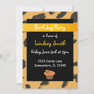 Invitación de cumpleaños del patrón de leopardo de