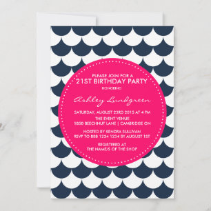 Invitación de cumpleaños del patrón de vieiras náu