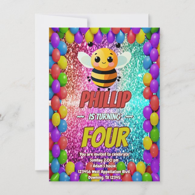 Invitación de cumpleaños del personaje de personal (Anverso)