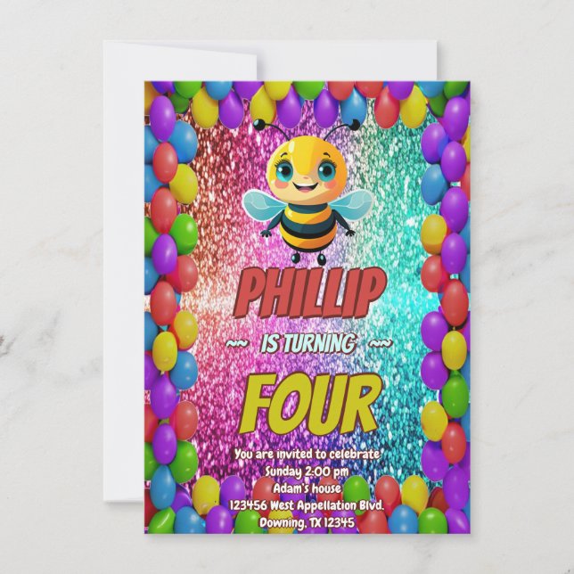 Invitación de cumpleaños del personaje de personal (Anverso)