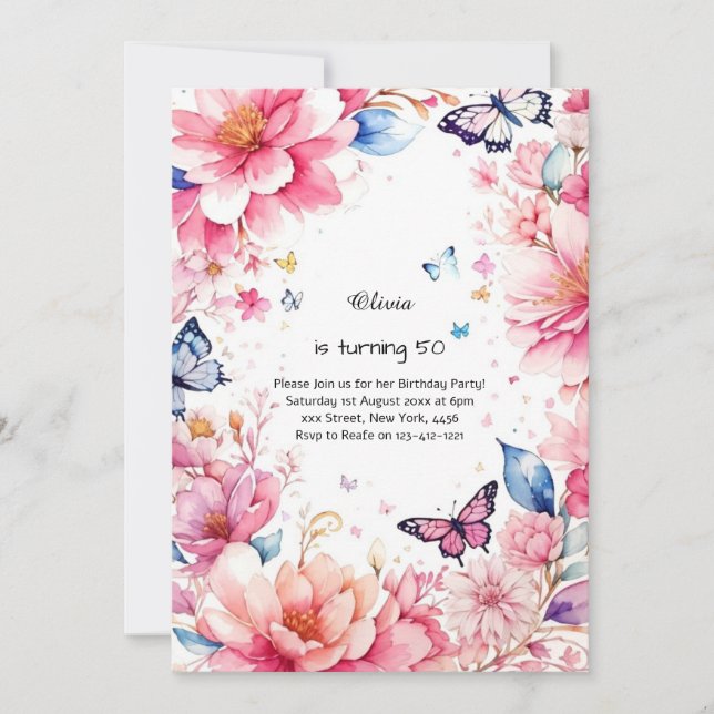 Invitación de cumpleaños del personalizado (Anverso)