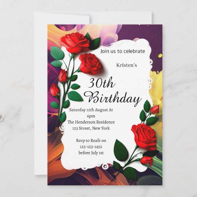 Invitación de cumpleaños del personalizado (Anverso)