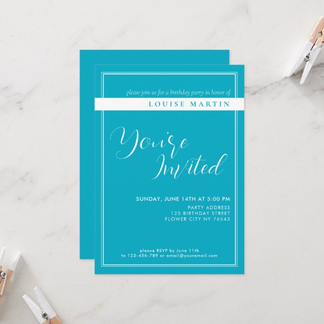 Invitación de cumpleaños del Personalizado Bright  (Anverso/Reverso In Situ)