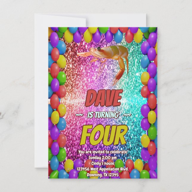 Invitación de cumpleaños del Personalizado camaron (Anverso)