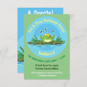 Invitación de cumpleaños del personalizado de rana