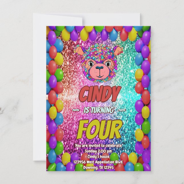Invitación de cumpleaños del Personalizado del oso (Anverso)