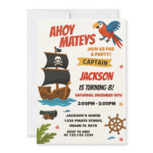 Invitación de cumpleaños del personalizado Pirata