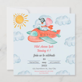 Invitación de cumpleaños del piloto de Elefantes A