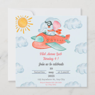Invitación de cumpleaños del piloto de Elefantes A