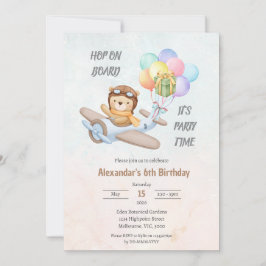 Invitación de cumpleaños del piloto osito de peluc