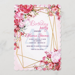 Invitación de cumpleaños del polígono floral