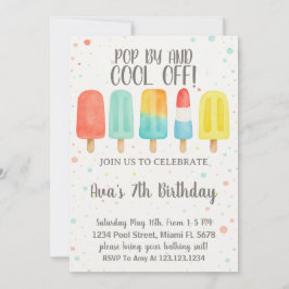 Invitación de cumpleaños del Pop de Hielo colorido