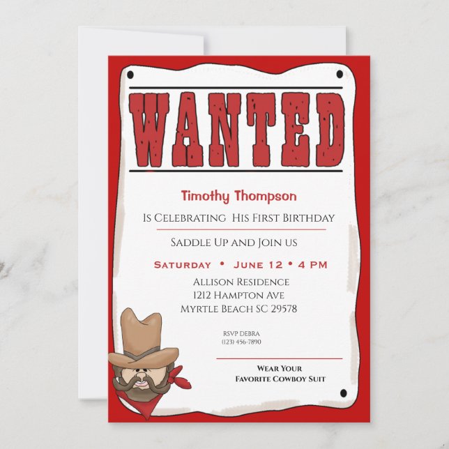 Invitación de cumpleaños del Poster deseado (Anverso)