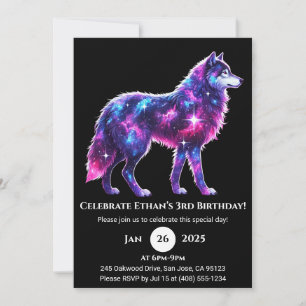 Invitación de cumpleaños del Poster Lobo de Galaxy