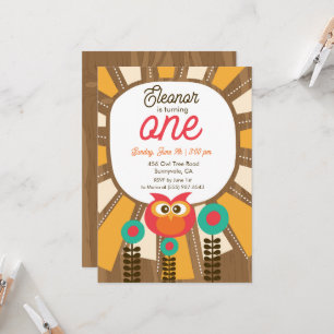 Invitación de Cumpleaños del Primer Año de Búho de