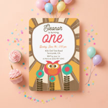 Invitación de Cumpleaños del Primer Año de Búho de