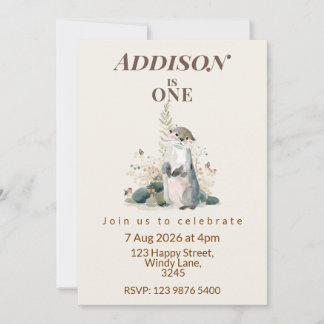 Invitación de cumpleaños del primer año de Nutria 