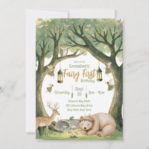 Invitación de cumpleaños del primer bosque de hada