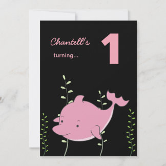 Invitación de cumpleaños del primer delfín bajo el