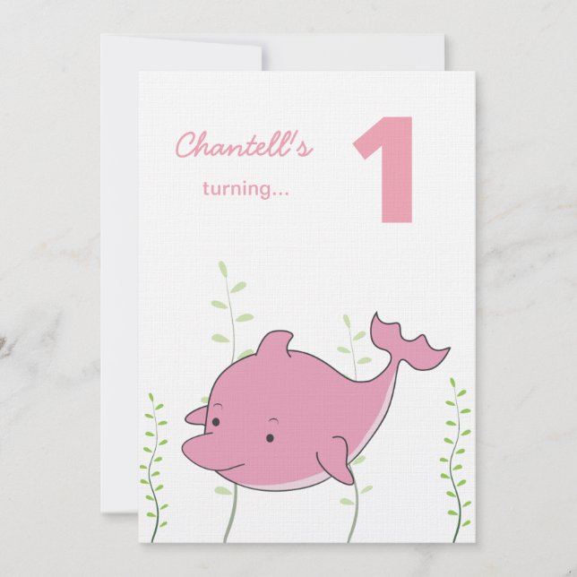 Invitación de cumpleaños del primer delfín bajo el (Anverso)