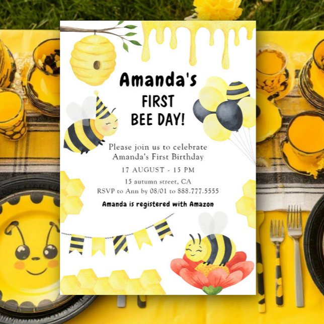 Invitación de cumpleaños del primer día de la abej (Subido por el creador)